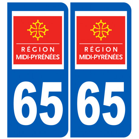 Autocollant (sticker): numéro immatriculation 65 (region)