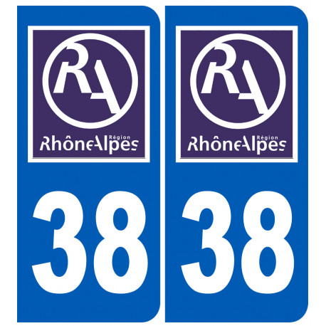 Autocollant (sticker): numéro immatriculation 38 région