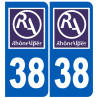 Autocollant (sticker): numéro immatriculation 38 région