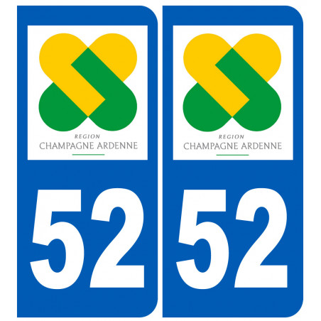 Autocollant (sticker): numéro immatriculation 52 région