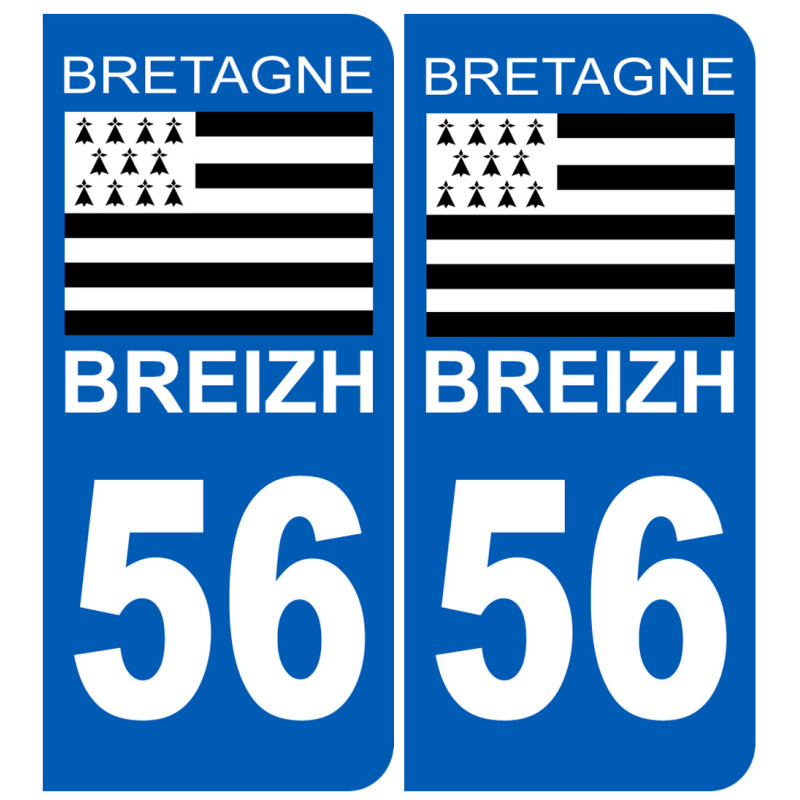 immatriculation 56 drapeau Breton - Sticker/autocollant