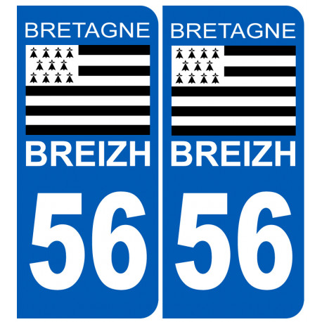 immatriculation 56 drapeau Breton - Autocollant(sticker)