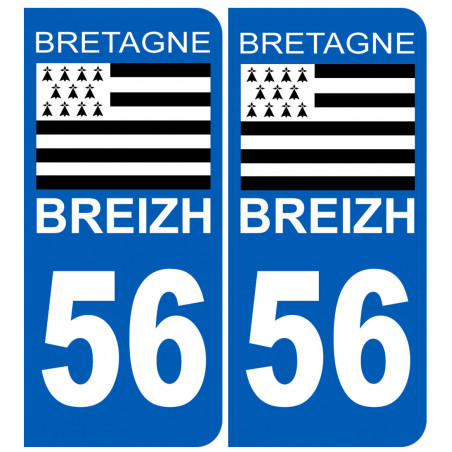 immatriculation 56 drapeau Breton - Autocollant(sticker)