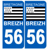 immatriculation 56 drapeau Breton - Autocollant(sticker)