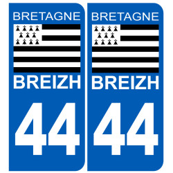 immatriculation 44 drapeau Breton - Sticker/autocollant