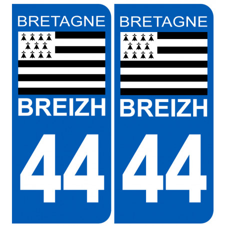 immatriculation 44 drapeau Breton - Autocollant(sticker)