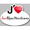j'aime les Alpes-Maritimes - 15x11cm - Autocollant(sticker)