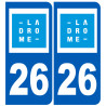 numéro immatriculation 26 (Drôme) - Autocollant(sticker)