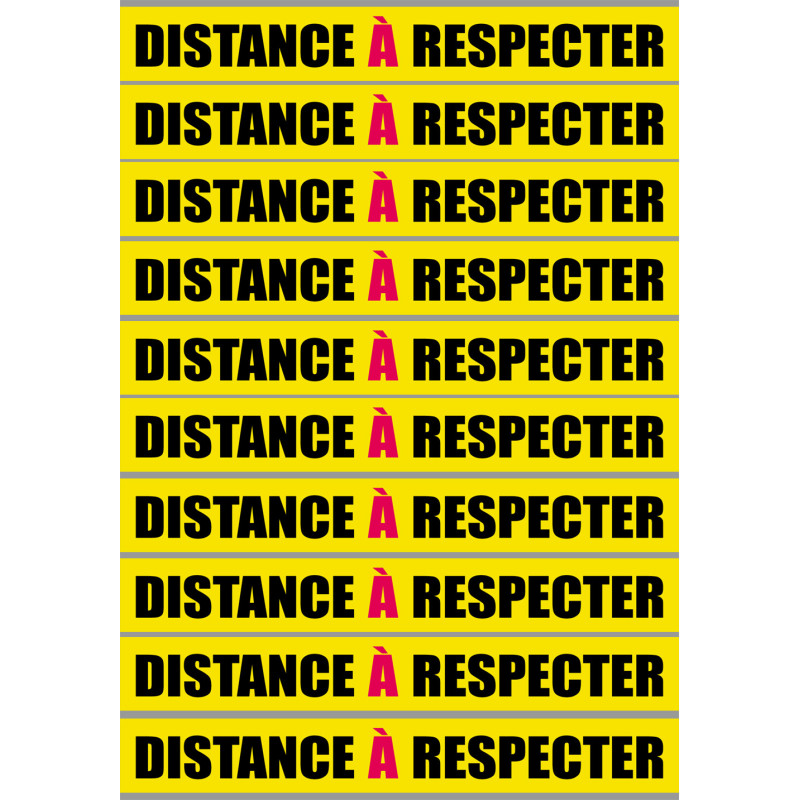 Distance à respecter - 10 unités - 20x2.5cm - Sticker/autocollant