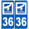numéro immatriculation 36 (Indre) - Autocollant(sticker)