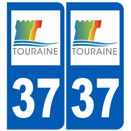 numéro immatriculation 37 (Indre-et-Loire) - Autocollant(sticker)