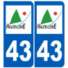 numéro immatriculation 43 (Haute-Loire) - Autocollant(sticker)