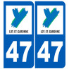 immatriculation 47 (Lot-et-Garonne) - Autocollant(sticker)