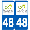 immatriculation 48 (Lozère) - Autocollant(sticker)