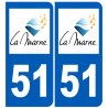 numéro immatriculation 51 (Marne) - Autocollant(sticker)