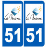 immatriculation 51 (Marne) - Autocollant(sticker)