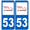 immatriculation 53 (Mayenne) - Autocollant(sticker)