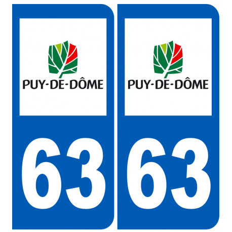 immatriculation 63 (Puy-de-Dôme) - Autocollant(sticker)