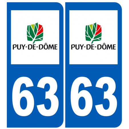 numéro immatriculation 63 (Puy-de-Dôme) - Autocollant(sticker)