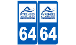 immatriculation 64 (Pyrénées-Atlantiques) - Autocollant(sticker)