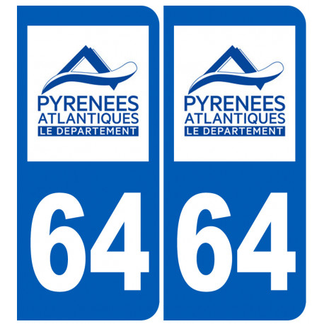 numéro immatriculation 64 (Pyrénées-Atlantiques) - Autocollant(sticker)