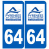 immatriculation 64 (Pyrénées-Atlantiques) - Autocollant(sticker)