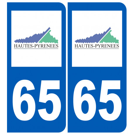 numéro immatriculation 65 (Hautes-Pyrénées) - Autocollant(sticker)