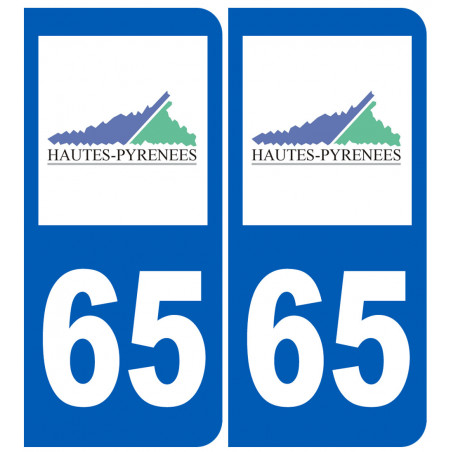 numéro immatriculation 65 (Hautes-Pyrénées) - Autocollant(sticker)