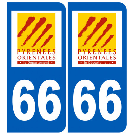 numéro immatriculation 66 (Pyrénées-Orientales) - Autocollant(sticker)