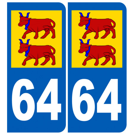 numéro immatriculation Bearnais 64 - Autocollant(sticker)