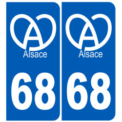 immatriculation 68 (Haut-Rhin) Alsace - Sticker/autocollant