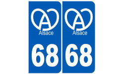 immatriculation 68 (Haut-Rhin) Alsace - Autocollant(sticker)