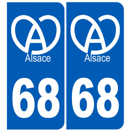 immatriculation 68 (Haut-Rhin) Alsace - Autocollant(sticker)