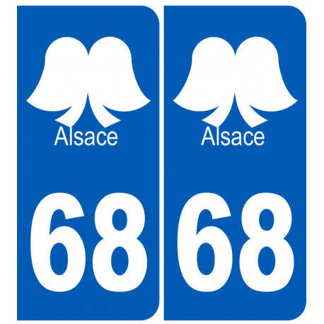 numéro immatriculation 68 (Haut-Rhin) coiffe Alsacienne - Autocollant(sticker)