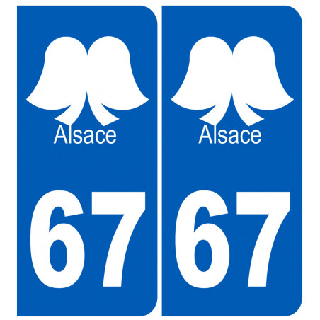 numéro immatriculation 67 (Bas-Rhin) coiffe Alsacienne - Autocollant(sticker)
