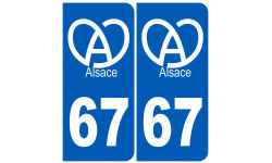 immatriculation 67 (Bas-Rhin) Alsace - Autocollant(sticker)