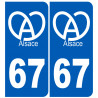 immatriculation 67 (Bas-Rhin) Alsace - Autocollant(sticker)