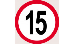 Disque de vitesse 15km/h rouge - 15cm - Autocollant(sticker)