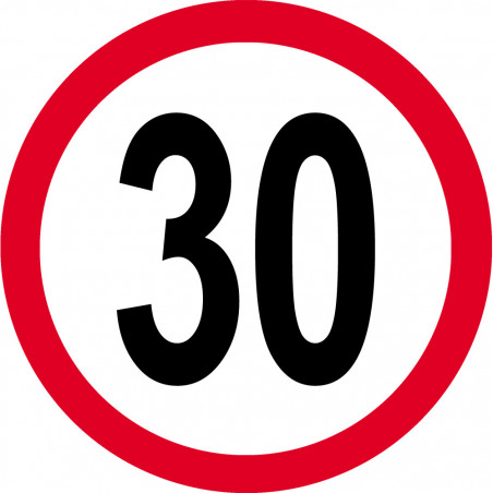 Disque de vitesse 30km/h rouge - 20cm - Autocollant(sticker)