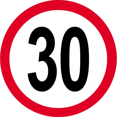 Disque de vitesse 30km/h rouge - 15cm - Autocollant(sticker)