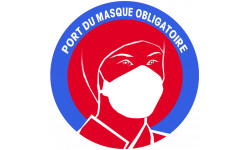 Port du masque obligatoire (10cm) - Autocollant(sticker)