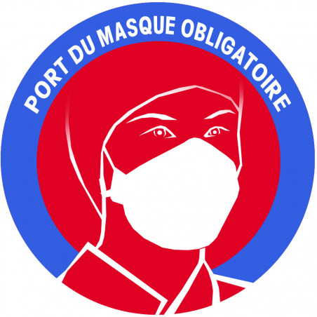 Port du masque obligatoire (10cm) - Autocollant(sticker)