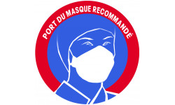 Port du masque recommandé - 10cm - Autocollant(sticker)