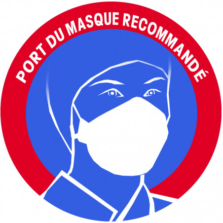 Port du masque recommandé - 10cm - Autocollant(sticker)