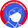 Port du masque recommandé - 10cm - Autocollant(sticker)