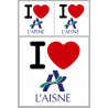 Département de L'Aisne (02) - 3 autocollants "J'aime" - Autocollant(sticker)