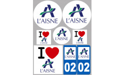 Aisne - 8 autocollants variés - Autocollant(sticker)