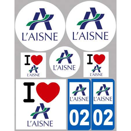 Aisne - 8 autocollants variés - Autocollant(sticker)