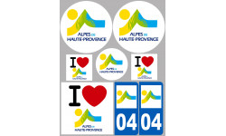 Département 04 Les Alpes de Haute-Provence - 8 autocollants variés - Autocollant(sticker)