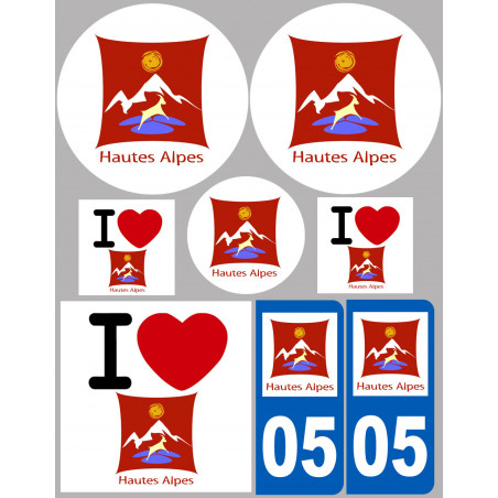 Département 05 Les Hautes Alpes - 8 autocollants variés - Autocollant(sticker)